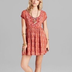 Bohemian Red Mini Dress